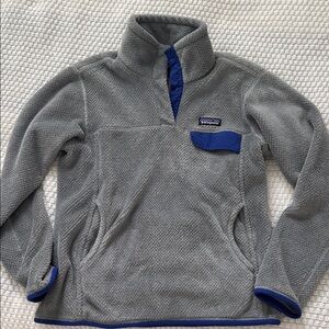 Patagonia Gray Fleece with Blue Trim